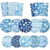 Winter Party Decorations Tableware, 60Pcs snowflake party decorations includes Snowflake Plates and Napkins, Snowflake Winter Wonderland Plates and Napkins for Winter Holiday Christmas Decorations