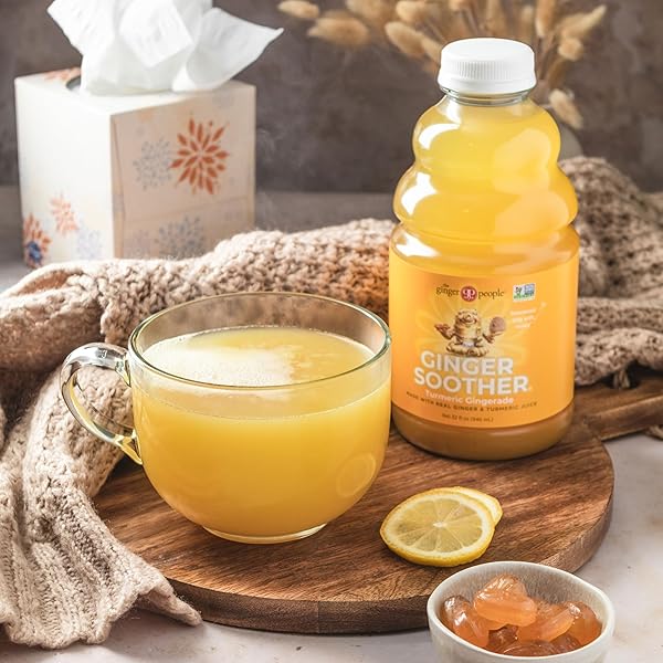 TURMERIC GINGERADE, GINGER SOOTHER BY THE GINGER PEOPLE – DRUG FREE DIGESTIVE HEALTH, TURMERIC FLAVOR, PREMIUM QUALITY TURMERIC JUICE, SINGLE – 32 OZ (PACK OF 1)