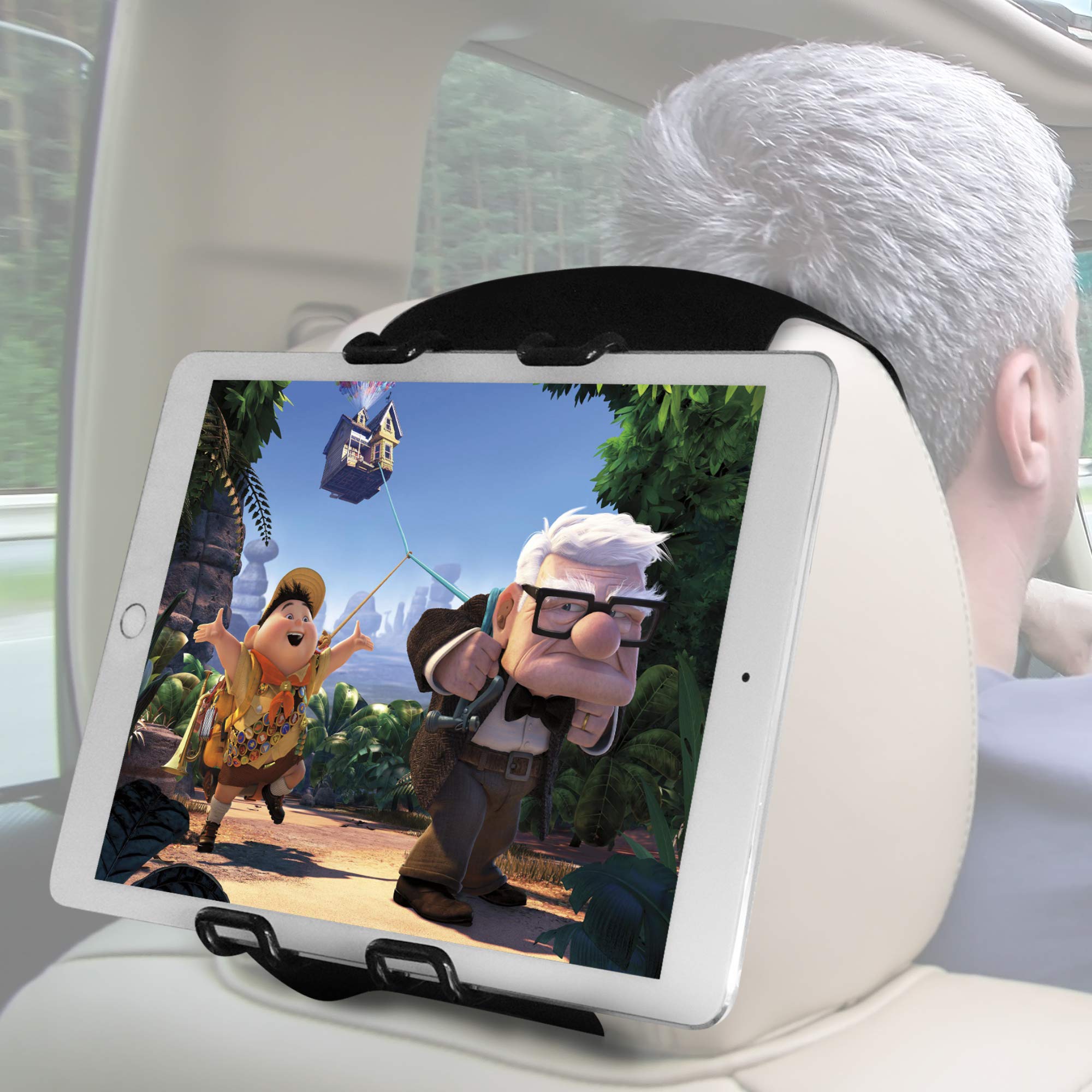 Macally Headrest Tablet Holder for Car Back Seat - iPad Car Mount for Kids with Adjustable Strap - Backseat Universal Fit for Tablets with 5-11" Screens and for Apple iPad Mini/Air/Pro, Phone, Etc.