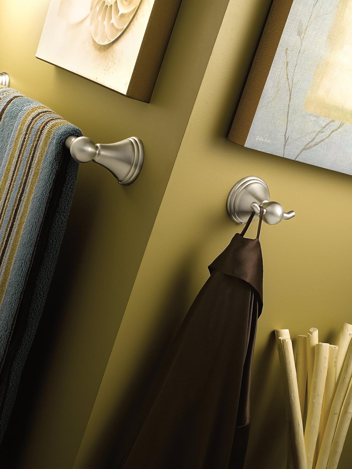 Moen DN8424BN Preston Collection 24-Inch Bathroom Single Towel Bar, Brushed Nickel - Bathroom Towel Racks - 