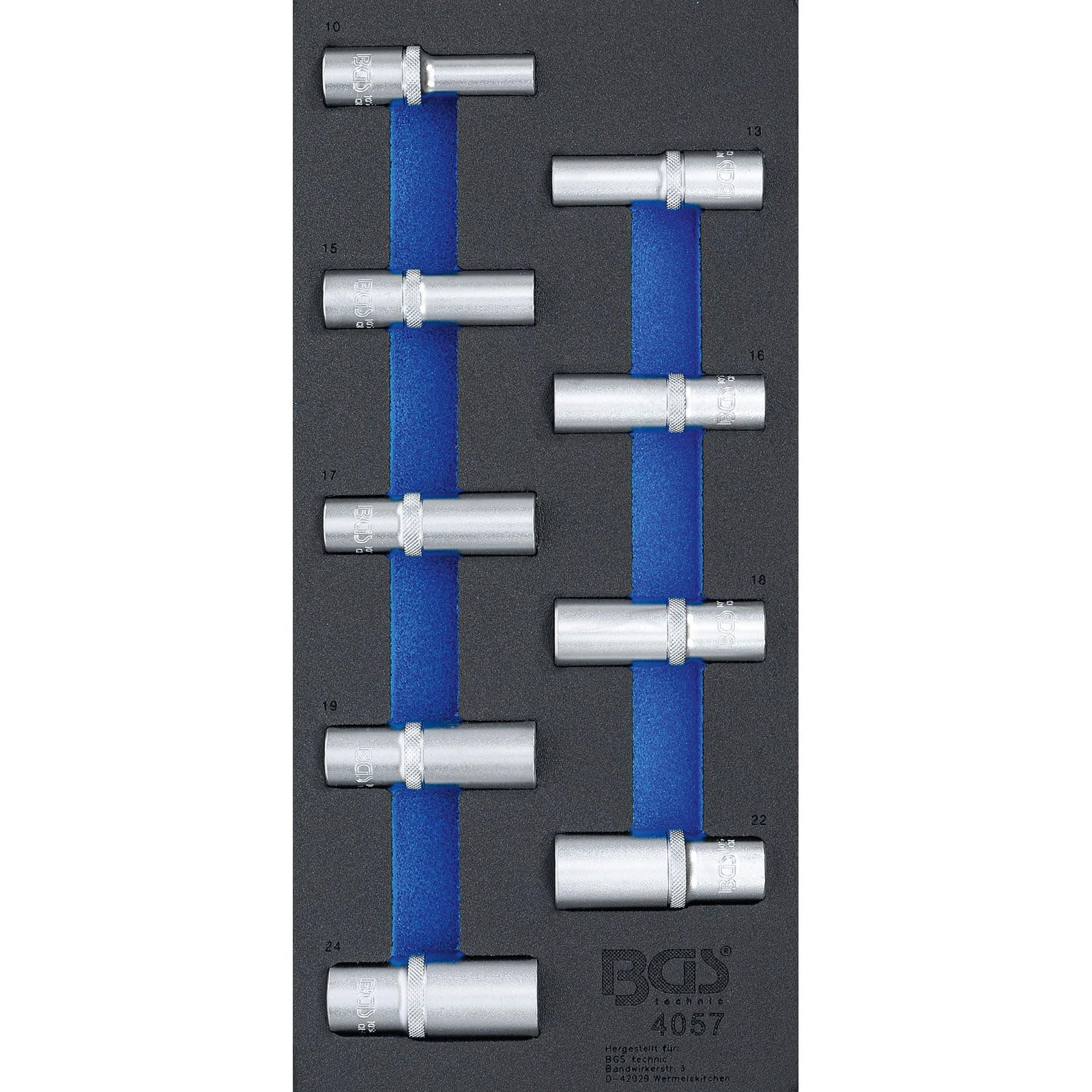 BGS 4057 | Tool Tray 1/3: Sockets, Hexagon | 12.5 mm (1/2") | 10 - 24 mm | deep | 9 pcs.