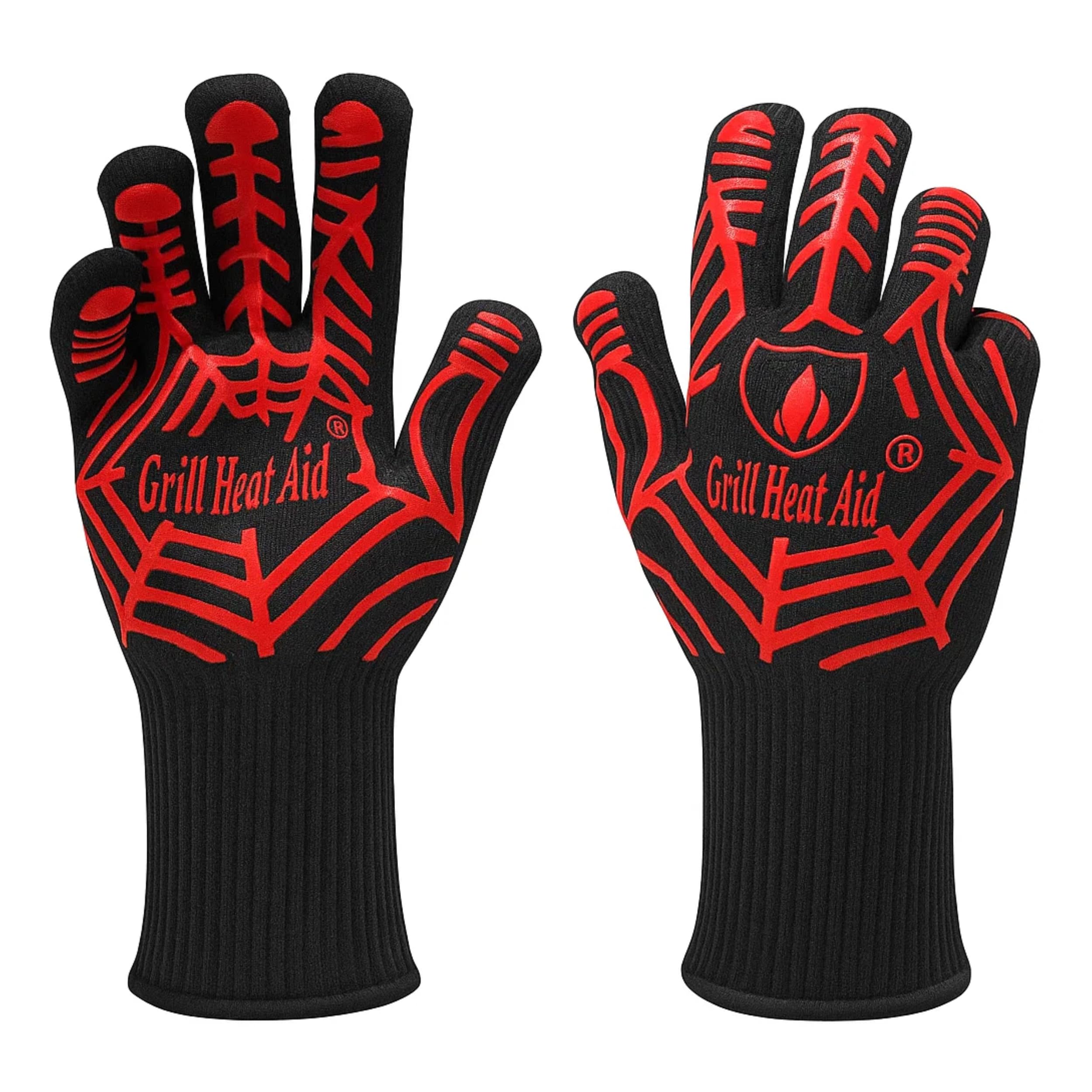 Extreme Heat Resistant Grill/BBQ Gloves | Premium Insulated Durable Fireproof Kitchen Mitts Designed for Cooking, Grilling, Frying, Baking | Indoor/Outdoor Accessories for Men & Women