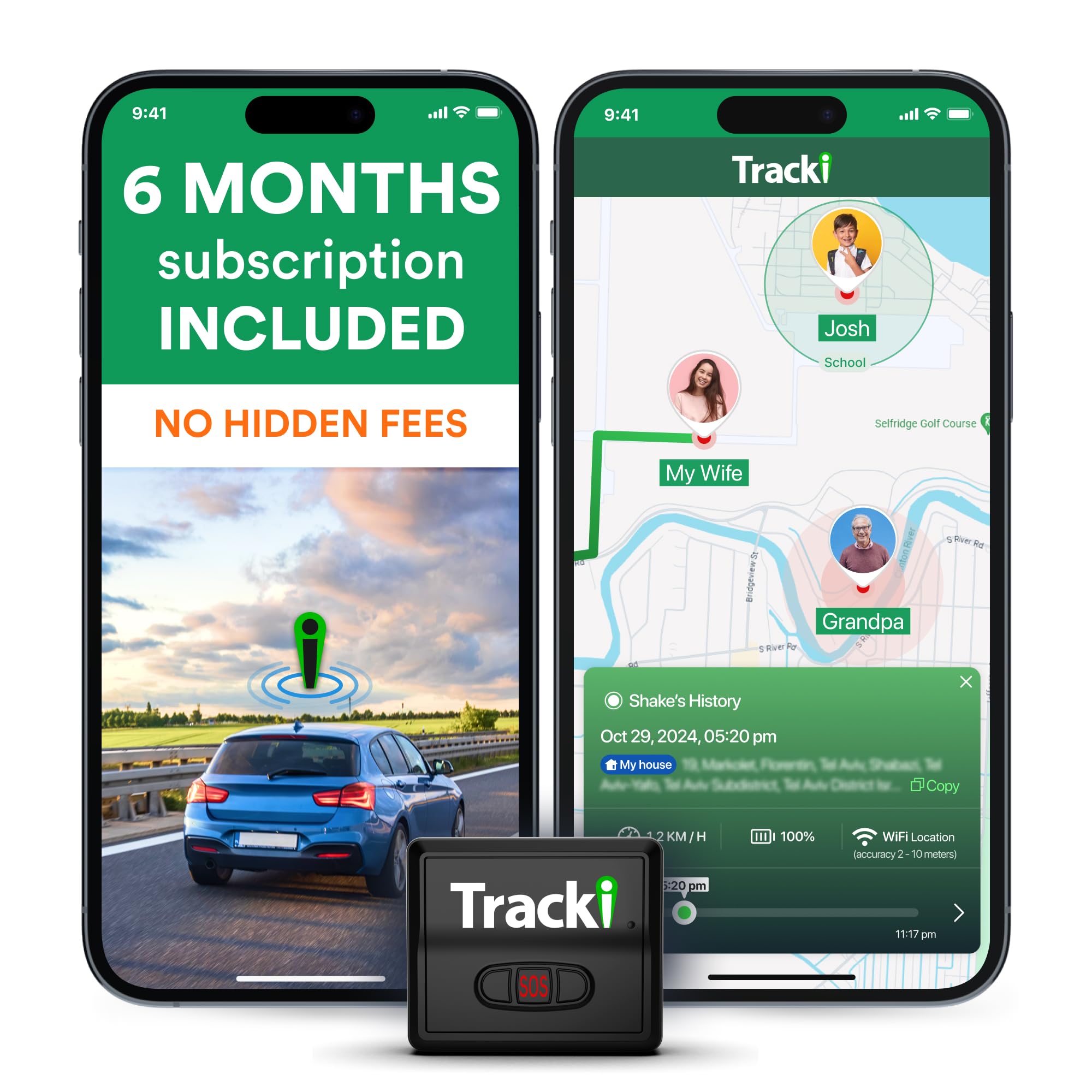 Tracki GPS Tracker for Vehicles, Car, Kids. Subscription Needed. US-Made Tech. 4G LTE GPS Tracking Device. Unlimited Distance, US & Worldwide. Small (Tracker) (Tracker 6-mo Subscription Incl.)