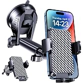 BIVGAZA Phone Holder Car [Military-Grade Suction] Universal Car Phone Holder [Thick Case Friendly] Automobile Accessories Dashboard Air Vent Windshield Phone Mount Fit for iPhone Android Smartphones