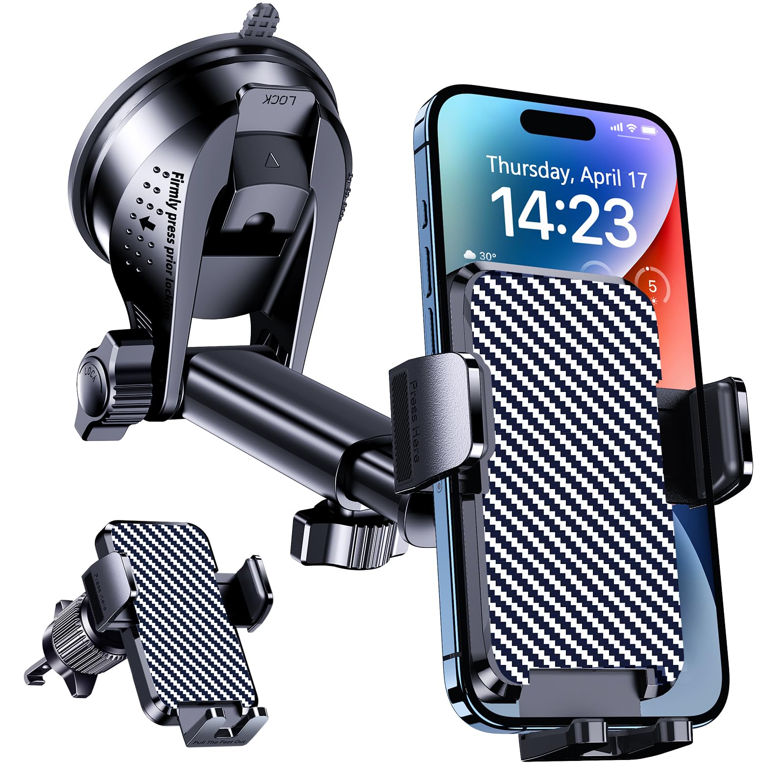 Car Phone Holder Car Universal Mobile Phone Holder 360° Rotatable Car Mobile Phone Holder Dashboard Windshield Air Vent Phone Holder Car for iPhone Android Smartphone