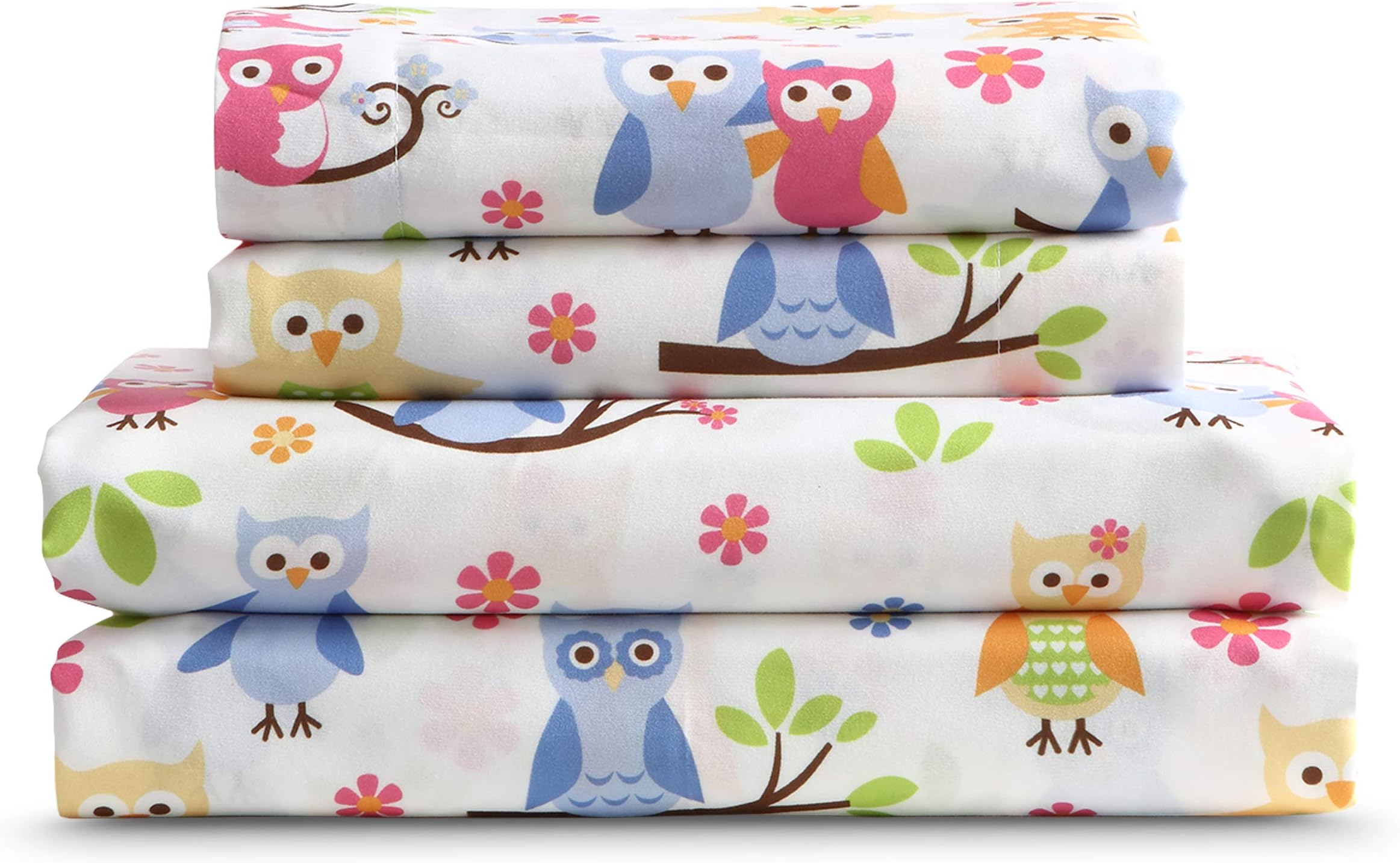 Kute Kids Super Soft Sheet Set - Owl Print - Brushed Microfiber for Extra Comfort (Full)
