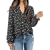 Gaharu Womens Business Casual Blouses Ruffle V Neck Work Dressy Shirts Long Sleeve Chifffon Tunic Tops