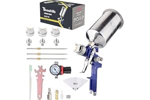 THROOHILLS Professional HVLP Spray Gun Kit, Automotive Paint Spray Paint Gun,3 Nozzles(1.4/1.7/2.0mm) and 33oz Aluminum Cup for Car, Wall Paint, Furniture Spraying（Blue）