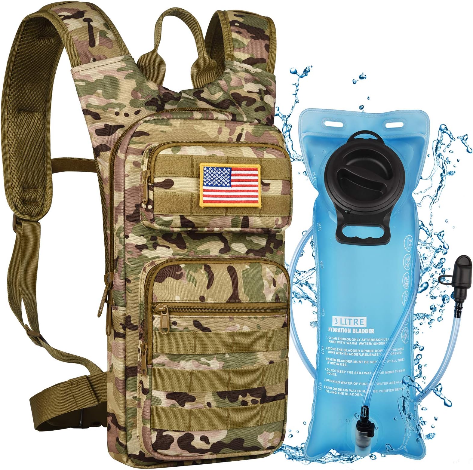 NOOLA Hydration Backpack with 3L TPU Water Bladder, Tactical Molle
