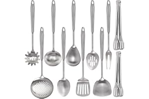 11-Piece 304 Stainless Steel Kitchen Utensil Set - Dishwasher Safe & Rust-Resistant Cooking Tools with Slotted Turner, Spoon,