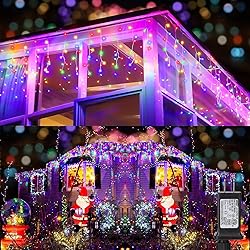 Toodour Icicle Chrismtas Lights Outdoor, 29.5ft 360