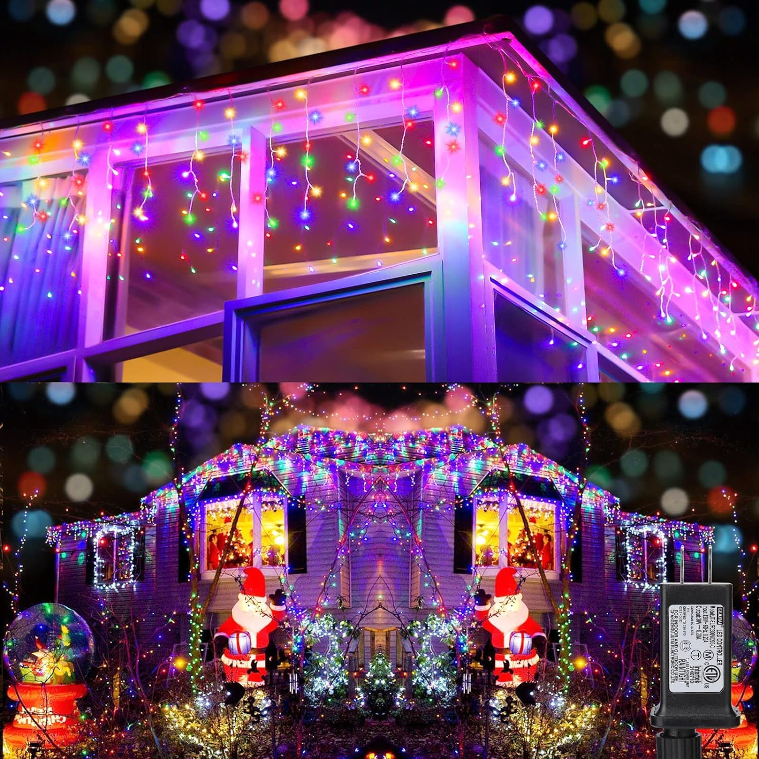 Toodour Icicle Chrismtas Lights Outdoor, 29.5ft 360