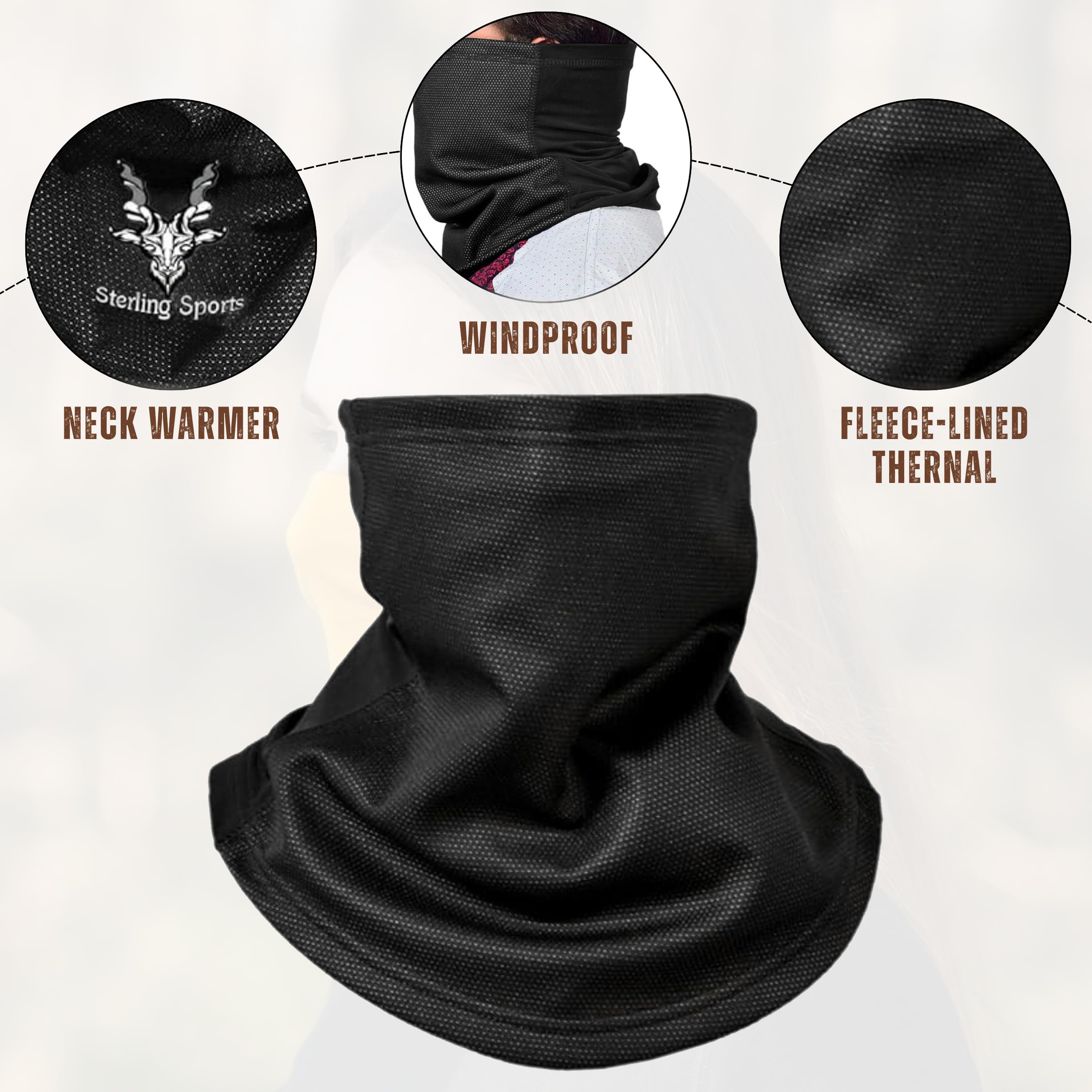 Sterling Sports Windproof Neck Warmer: Thermal Fleece Scarf for Motorbike, Cycling, Skiing - Ideal Motorbike Gifts & Accessories for Men & Women - Versatile Snood Scarf & Neck Tube