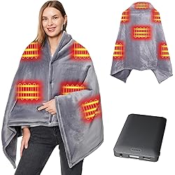 KSFJZF Heated Blanket with Power Bank, 59" x