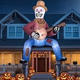 12FT Halloween Inflatables Outdoor, Giant Skeleton Blow Up Yard Decor | Halloween Decorations Outdoor, Giant Skeleton Blow Up Inflatable with LED Lights, Animated Scary Party Prop for Yard Lawn