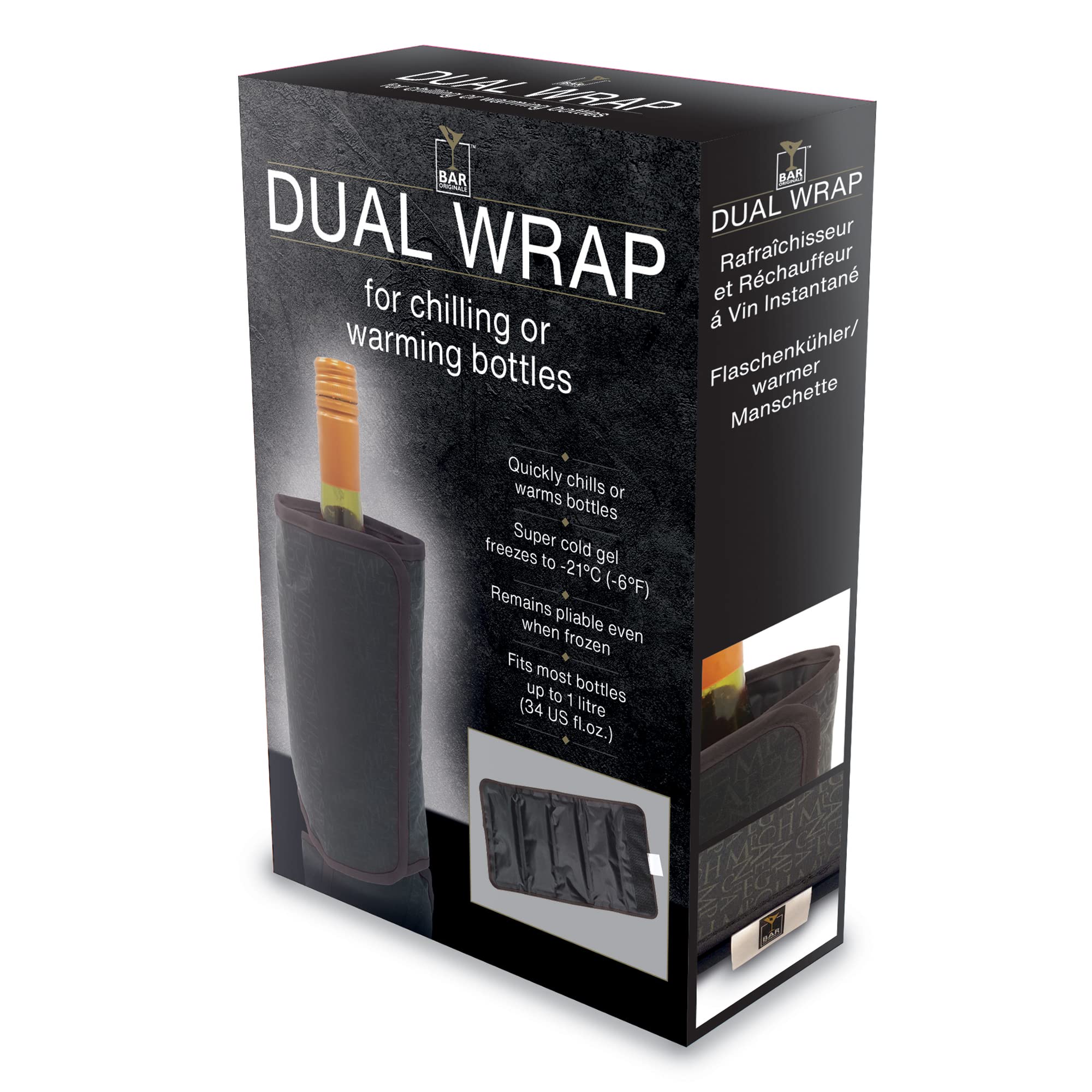Bar Originale Dual Wrap Black – Reusable Hot or Cold Bottle Wrap with Adjustable Velcro Fastening