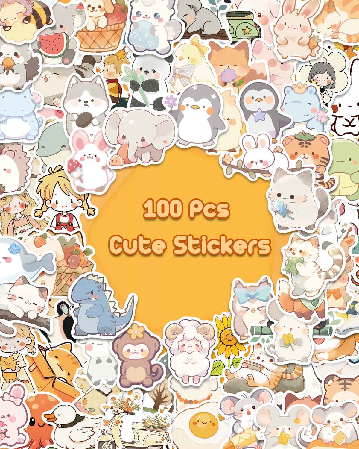 AOWDIAO 100 Pcs Cute Animal Stickers for Kids Vinyl Water Bottle Stickers Cute Stuff for Kids Gifts Party Favors Classroom Must Haves