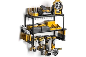 SPAMPUR Spamur Power Tool Organizer with Charging Station, 4 Drill Holder Wall Mount, Quick Assembly, Garage Storage Rack, Metal Tool Shelf Utility Rack for Cordless Power Tools, Suitable for Giving men