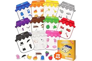 NOVEMBER SPRING Color Sorting Toys for Toddlers 1-3 - Magnetic Color Sorting Toys, Toddler Magnets for Refrigerator Whiteboard, Alphabet Games Learning ABC Letter Recognition Colors Shape Matching Magnets for Kids