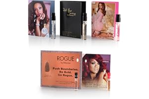 5 Rihanna perfume samples for women: Crush, Reb'l Fleur, Kiss, Rogue, and Rebelle. Fragrance sample vial bottles perfume Set. Great for small gift or to try before purchasing bigger bottles.