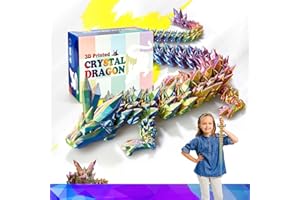 HyBaiS 24 Inch Large 3D Printed Crystal Dragon Toy,Dragon Figurine Large Toy for Kids,Easter Gifts (Red-Yellow-Blue, 24 inch)