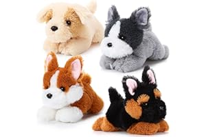 Suilung 4-Pack 8 Inch Dog Plush Animal Plush Dog Soft Plush Dog Pillow Toy Fluffy Puppy Set Dog Theme Party Gift Birthday Room Home Decor(Classic Style)