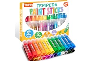 Toidgy Tempera Paint Sticks, 24 Classic Colors, Washable Solid Paint Sticks for Kids Toddlers, Painting Art Supplies for Classroom School Students, Non-Toxic, Quick Drying, Back to School Supplies