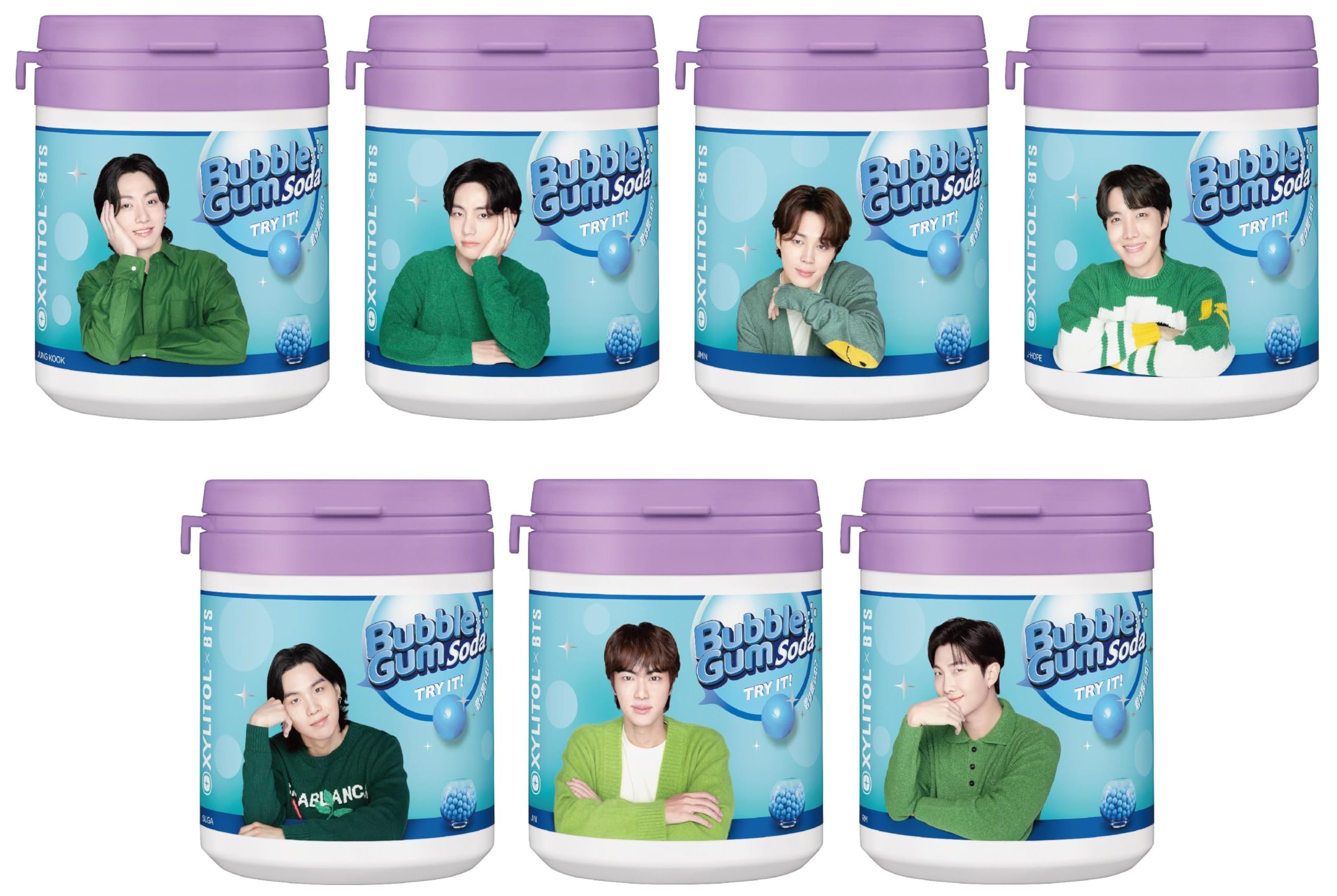 BTS ビン Mua ロッテ キシリトール×BTS フーセンボールガム(ソーダ)ファミリー