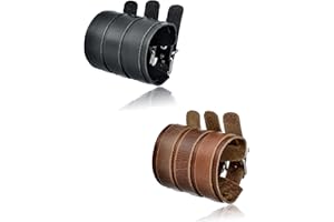 Tornito 1-2Pcs Genuine Leather Bracelet Punk Spike Studded Rivet Braided Chain Biker Bangle Three Wide Strap Gauntlet Wristband For Women Men Black Brown Size Adjustable