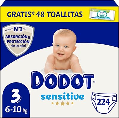 Pannolini per bambini sensitivi, taglia 4 (9-14 kg), 172 pannolini + 4 pants in regalo, fino a 12 ore di protezione anti-perdite e cura della pelle, confezione mensile