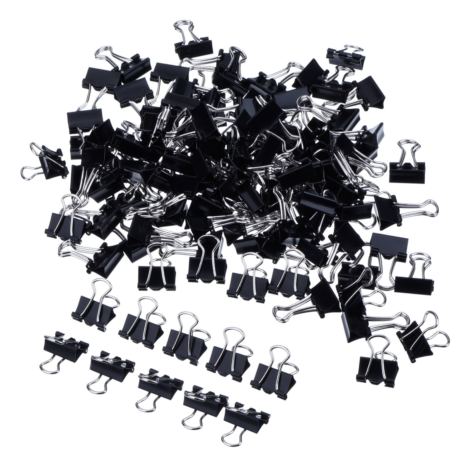 Mini Metal Paper Binder Clips, Black, 2 * 60 Pieces (15 mm)