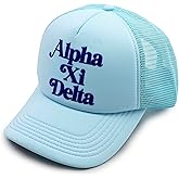 Sorority Shop Alpha Xi Delta Baseball Cap - Mesh Trucker-Style Hat, Padded Front Panel and Snap Closure, Alpha Xi Delta Gifts for Women Blue