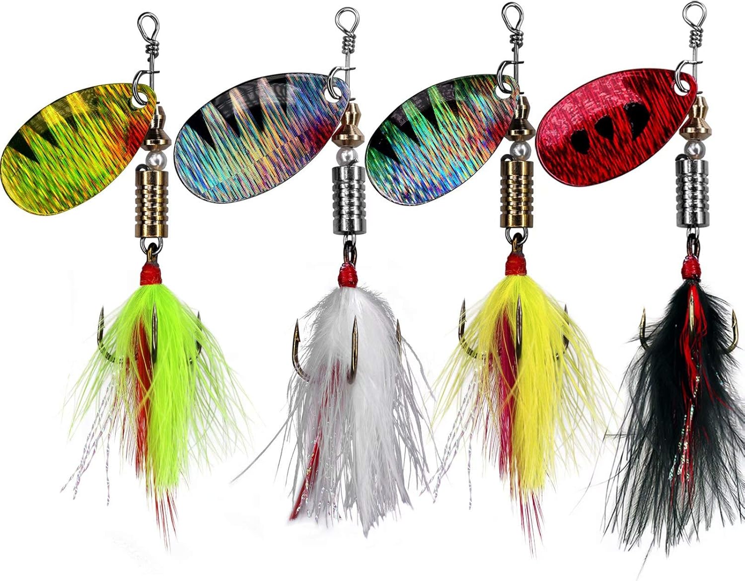 THKFISH Spinner Baits Fishing Spinners Spinnerbait Trout Lures Fishing Lures for Bass Trout Crappie B-1/7oz 8pcs : Sports & Outdoors