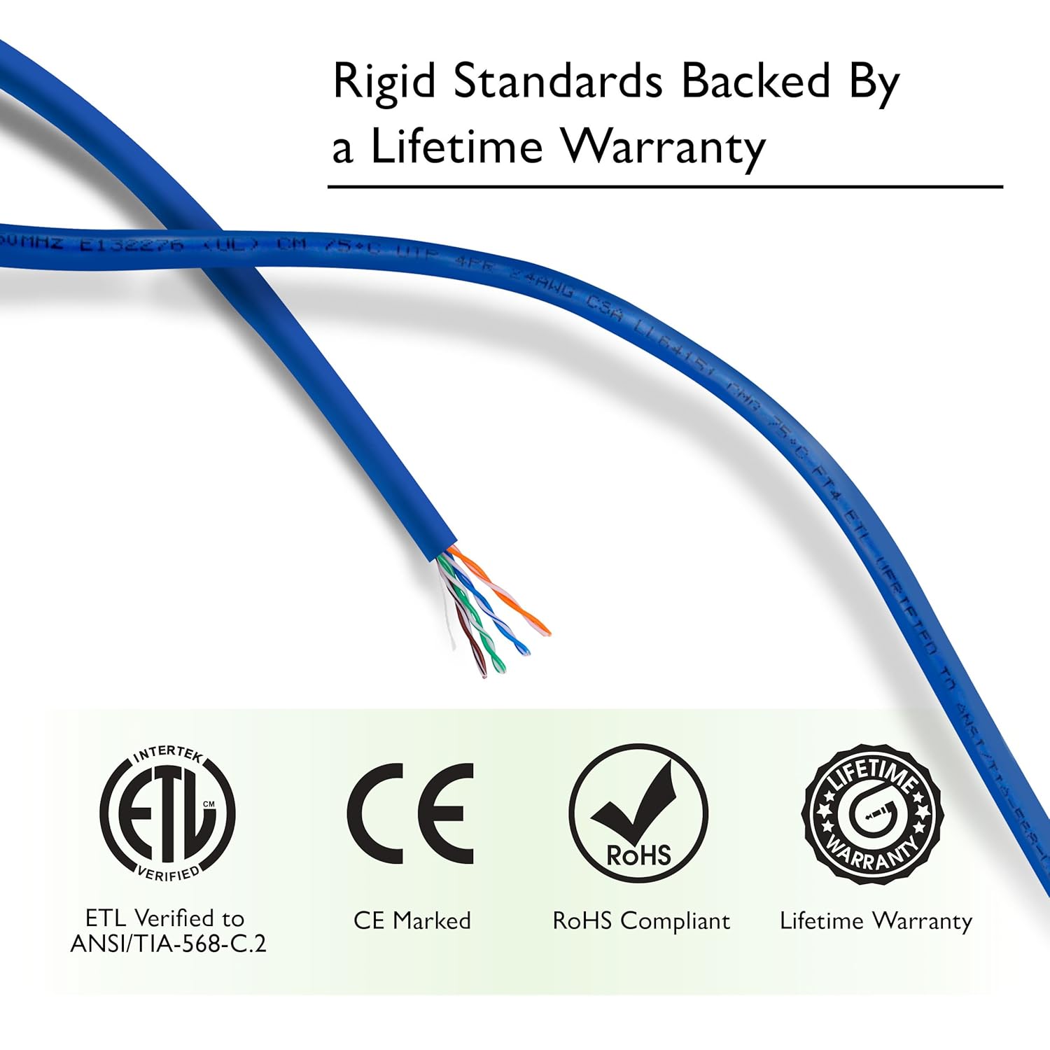 Amazon.com: GearIT 1000 Feet Bulk Cat5e Plenum Jacket (CMP) Ethernet Cable  - Cat 5e 350Mhz 24AWG Full Copper Wire Pull Box, Blue: Electronics