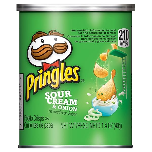 PRINGLES POTATO CRISPS CHIPS, LUNCH SNACKS, OFFICE AND KIDS SNACKS, GRAB N’ GO, SOUR CREAM AND ONION (12 CANS)