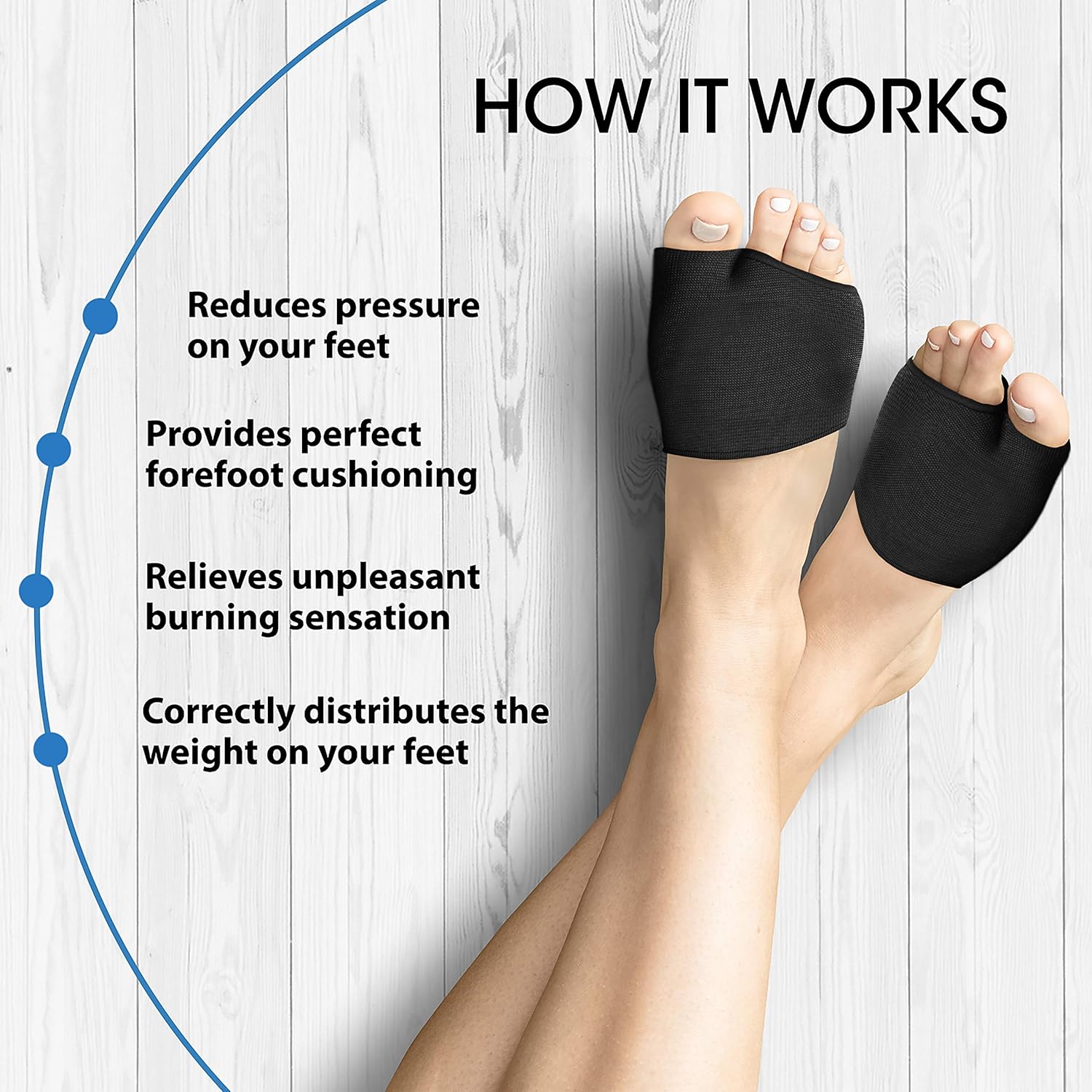Metatarsal Sleeve with Gel Pads - 2 Pairs - Ball of Foot Cushions with Soft Gel - Fabric Compression - Help Metatarsalgia, Mortons, Neuroma, Calluses Blisters, Diabetic Feet - for Women, Men (Black): Health & Personal Care
