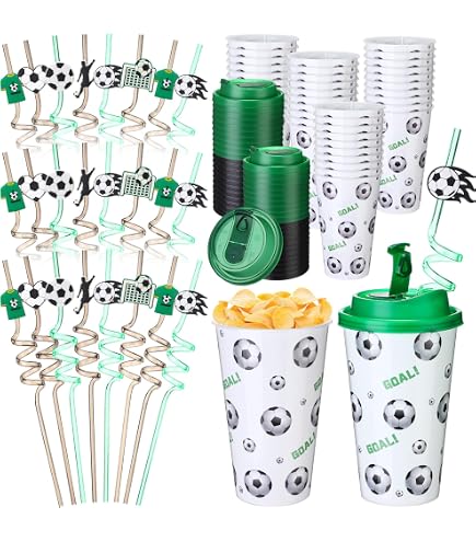 12er Set Sport-Trinkbecher Aus Kunststoff Im Baseball-Design Mit Deckel, Strohhalm & Schleife – 680 Ml, Wiederverwendbar Sport Motiv Becher