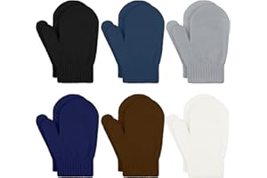 URATOT 6 Pairs Toddler Knitted Mittens Magic Stretch Gloves Winter Warm Knitted Soft Baby Mittens