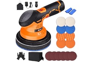 Aiment Cordless Car Buffer Polisher, 6 Inch 5000RPM Cordless Buffer with 12V 2.0Ah Rechargeable Battery, 6 Variable Speed, Buffer Polisher Kit for Car Detailing/Car Scratch Repairing