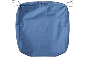 Classic Accessories Ravenna Water-Resistant 21 x 19 x 5 Inch Rectangle Outdoor Seat Cushion Slip Cover, Patio Furniture Chair Cushion Cover, Empire Blue, Patio Furniture Cushion Covers