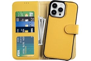 DorisMax for iPhone 14 Pro Max Wallet Case,Detachable Flip Folio Cover RFID Blocking 4 Card Slots Holder Premium PU Leather Magnetic Kickstand Protective Phone Case for iPhone 14 Pro Max 6.7" Yellow