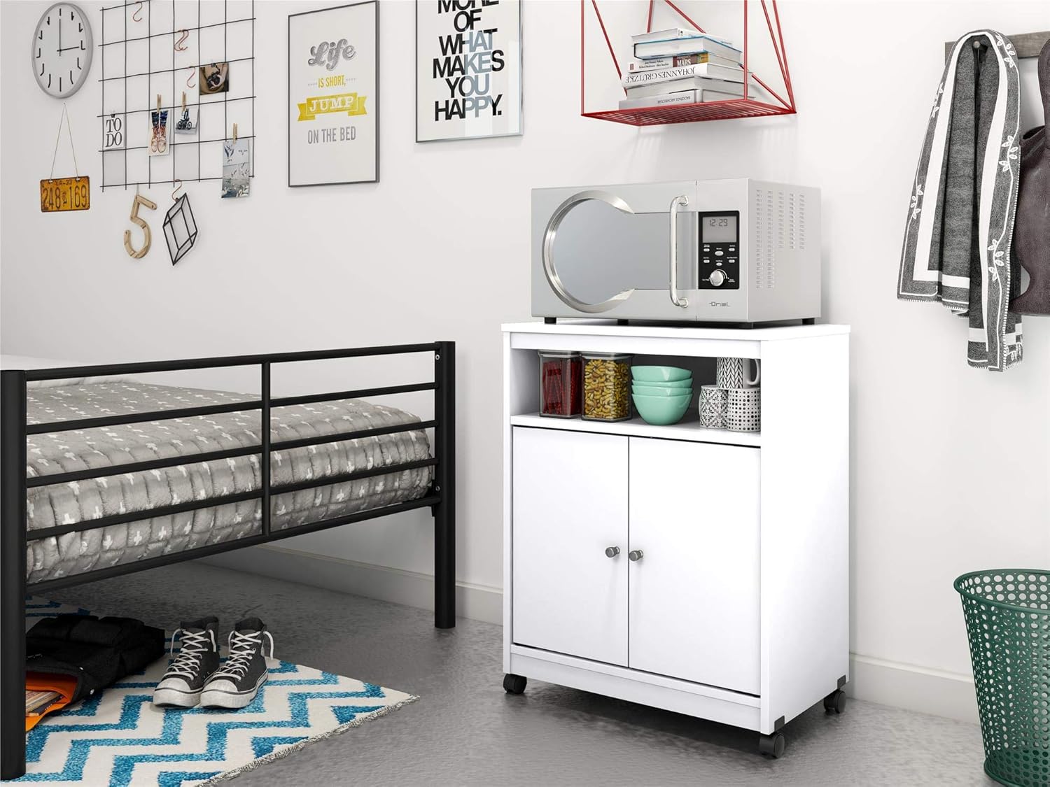 Ameriwood Landry Kitchen Microwave Cart, White: Furniture & Decor
