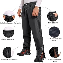 JAEZZIY Men's Rain Pants Waterproof Rain Over Pants