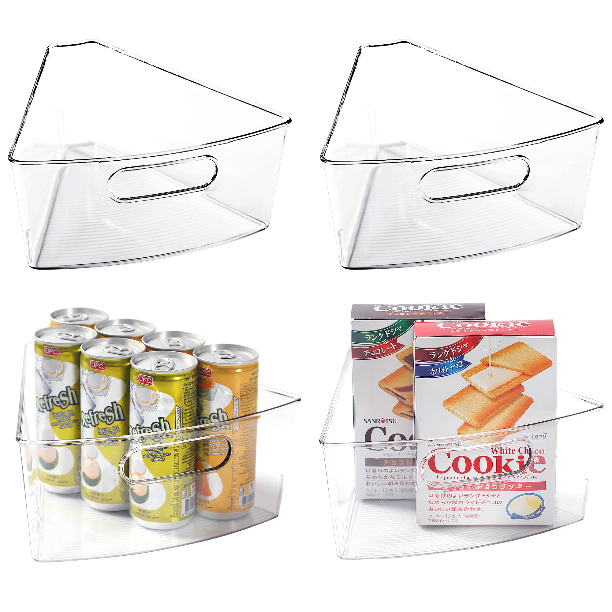 Photo 1 of Leeden Lazy Susan Organizer for 26" Diameter Corner Lazy Susan, Plastic Kitchen Cabinet Storage Bins with Handle, 4 Packs, 1/8 Wedge - Food Safe, BPA Free