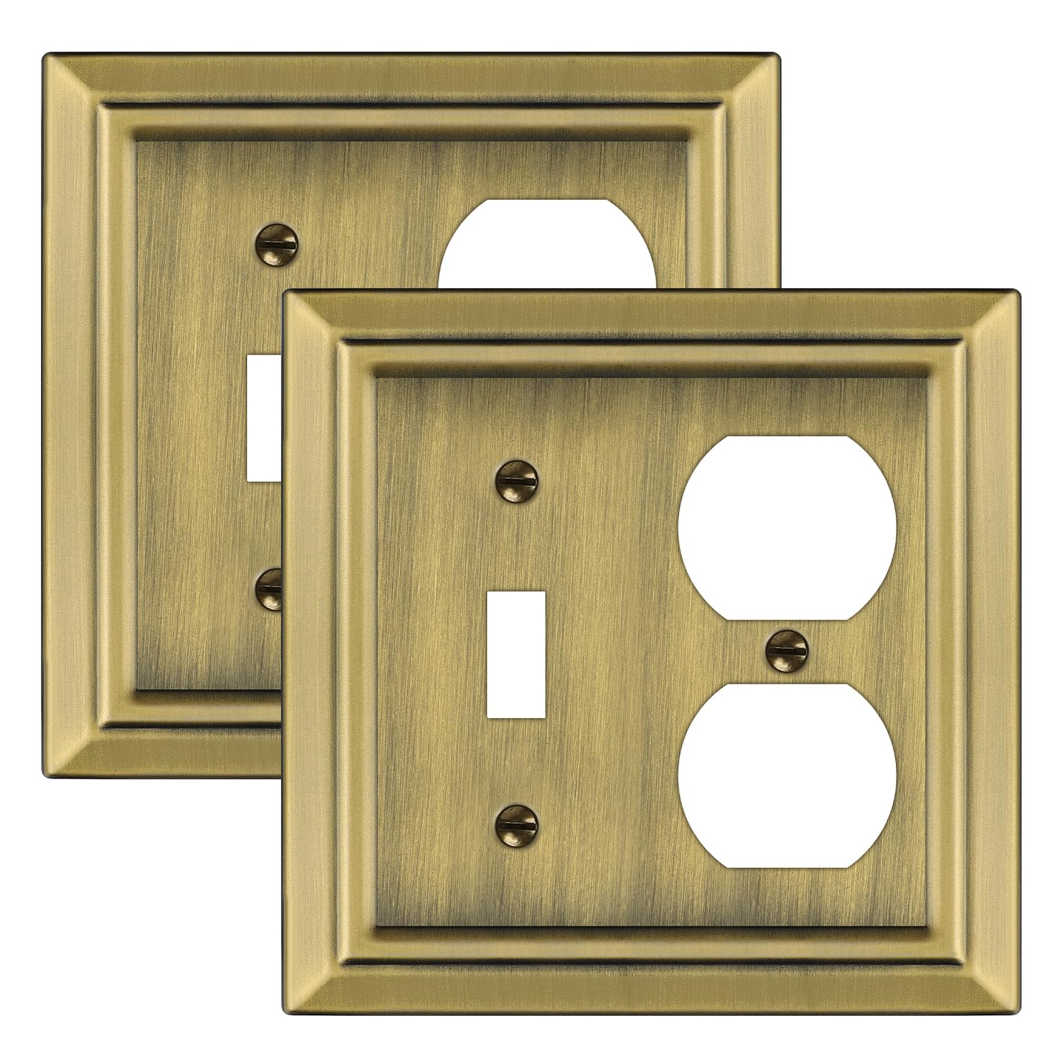 Photo 1 of Dyekou Metal Wall Plate for Electrical Outlets, Decorative Antique Brass Switch Plates Outlet Cover, Light Switch Cover Plate, 2-Gang Wall Plates (Toggle/Duplex, 2 Pack)