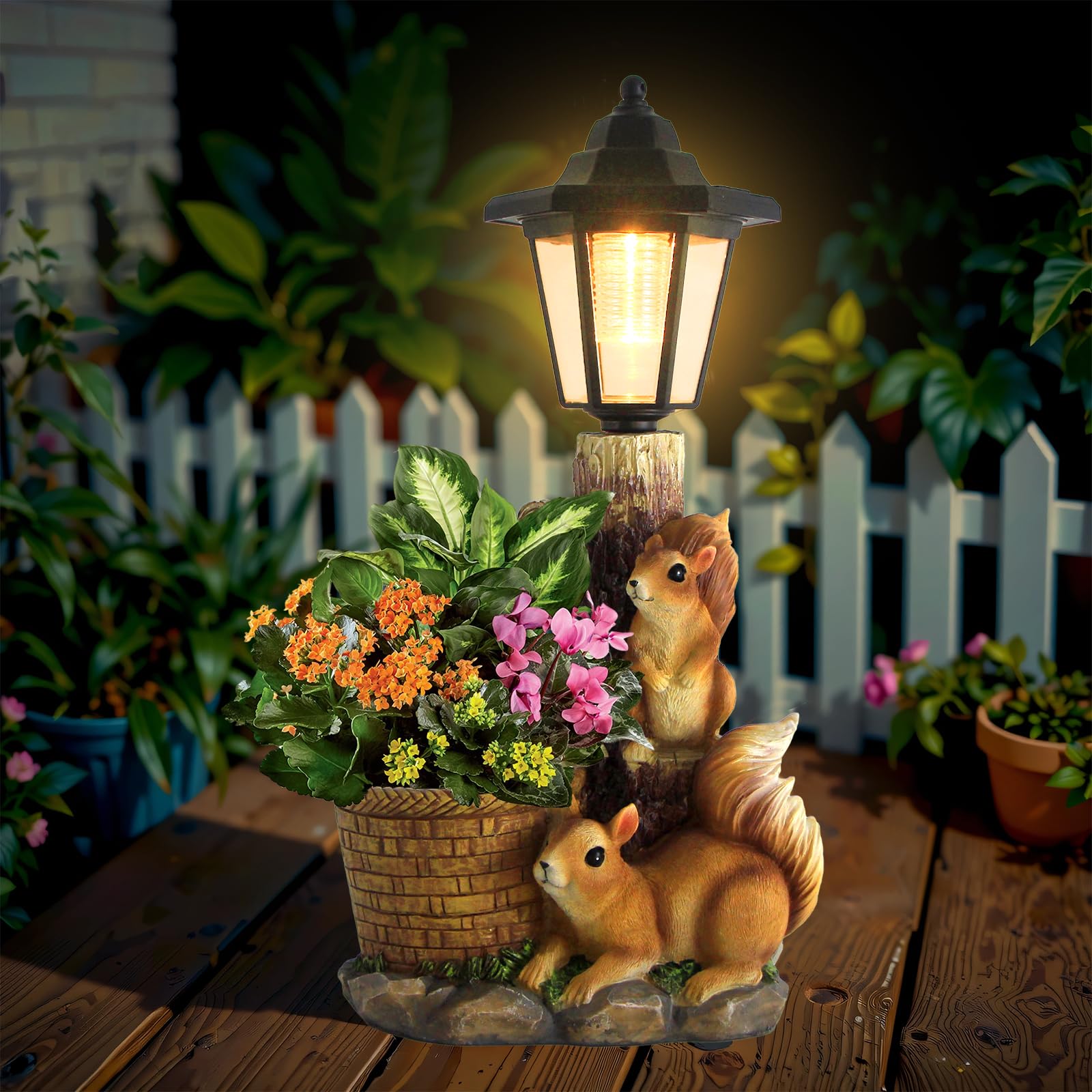 Photo 1 of *MINOR DAMAGE - USED*
YEPOTUE Solar Squirrels Outdoor Statues, Garden Sculptures with Flowerpot Decor & Solar Lantern for Yard Art Lawn Ornaments Porch Patio Balcony - Birthday Gifts for Women Mom