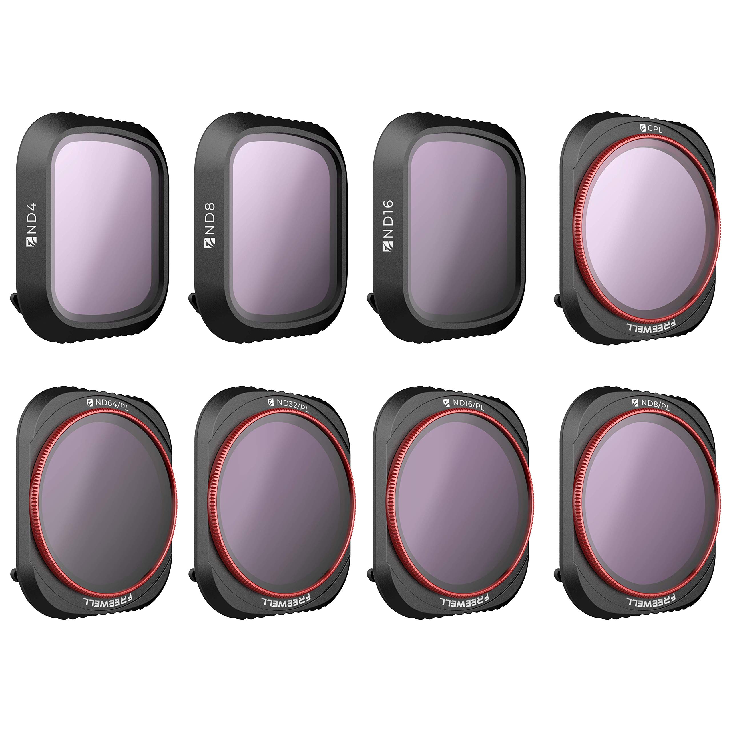 Freewell All Day – 4K Series – 8Pack ND4, ND8, ND16, CPL, ND8/PL, ND16/PL, ND32/PL, ND64/PL Camera Lens Filters Compatible With Mavic 2 Pro Drone
