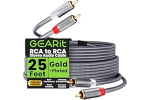 GEARit RCA Cable (25FT) 2RCA Male to 2RCA Male Stereo Audio Cables Shielded Braided RCA Stereo Cable for Home Theater, HDTV, 