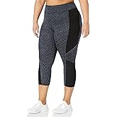 Just My Size Women's Plus Size Active Pieced Stretch Capri, Spot On Slate Grey/Black, 2X