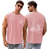 VOGSTART Mens Summer Graphic Tank Casual Cotton Sleeveless Cutoff Shirts | Graphic, 100% Cotton, Sleeveless, Cut Off, Summer, Vacation, Beach, Loose Fit, Lightweight, Stretchy, Hot Weather